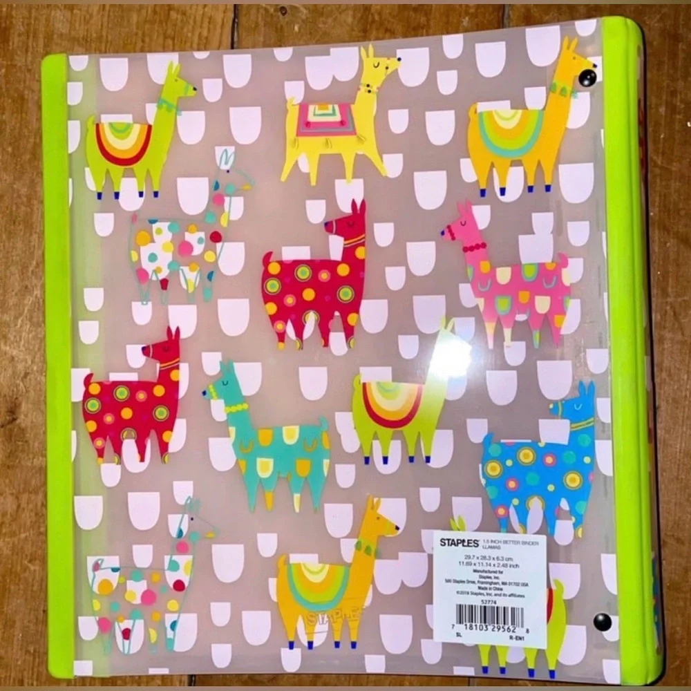 Colorful Llama Pattern 1.5” Binder set of 2
